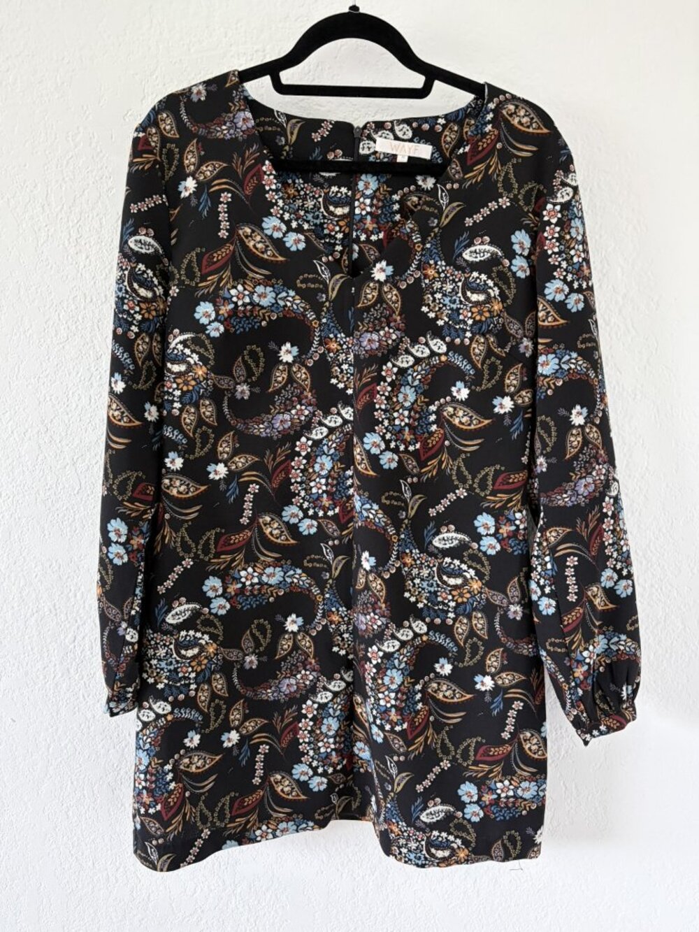WAYF Floral Black Mini Dress